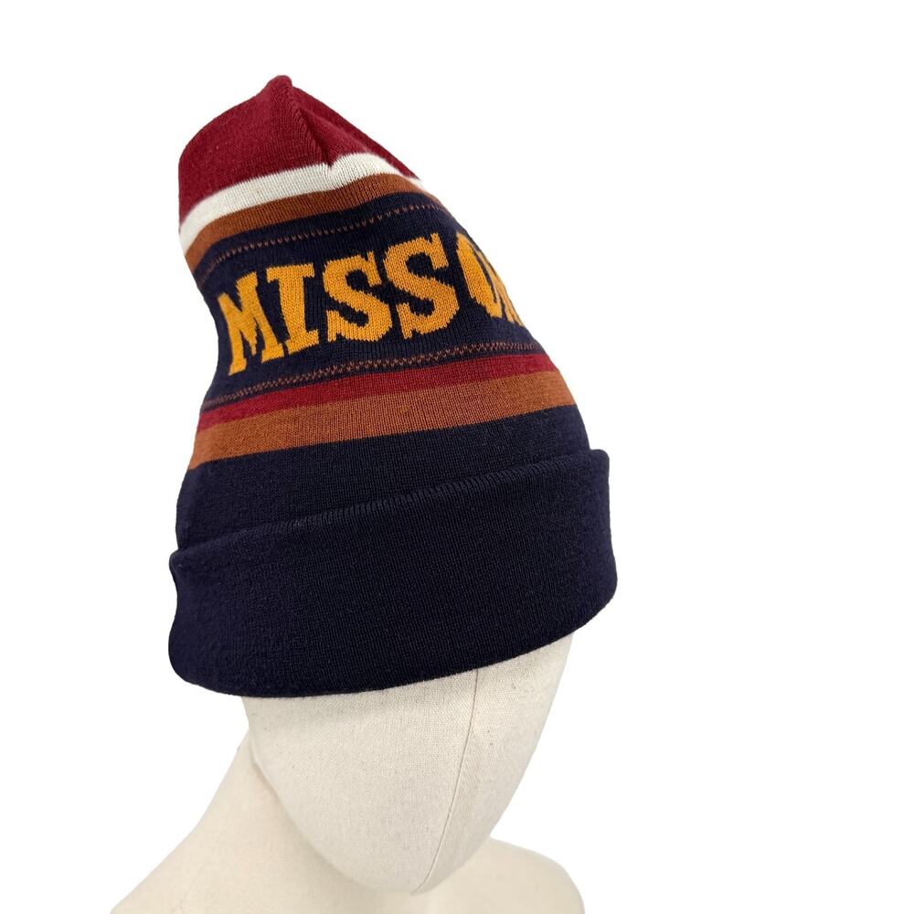 NWT Missoni Navy Burgundy Striped Logo Beanie